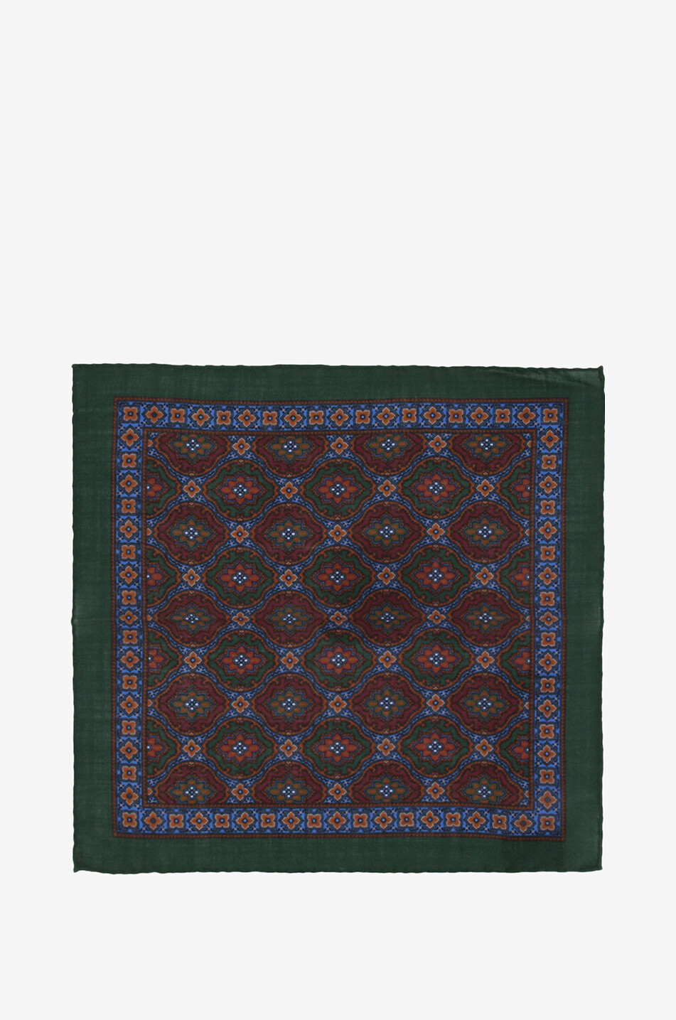 Wool and silk pocket square with floral patterns