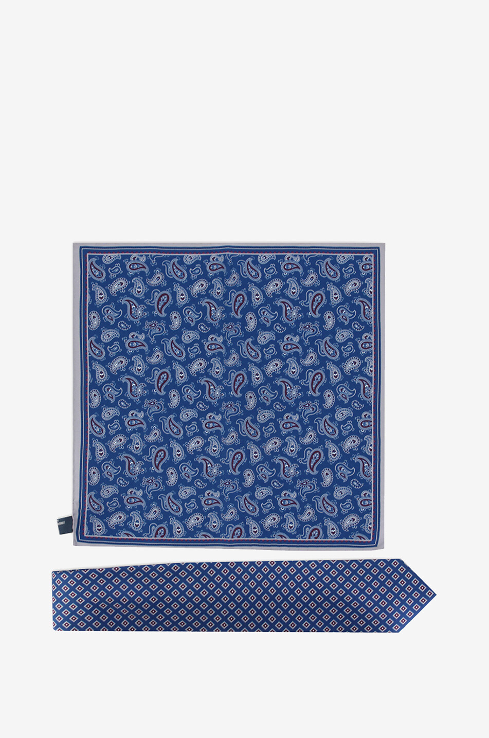 BIGI CRAVATTE Nilo diamond-patterned tie and Paisley-printed pocket square Men MEDIUM BLUE 1