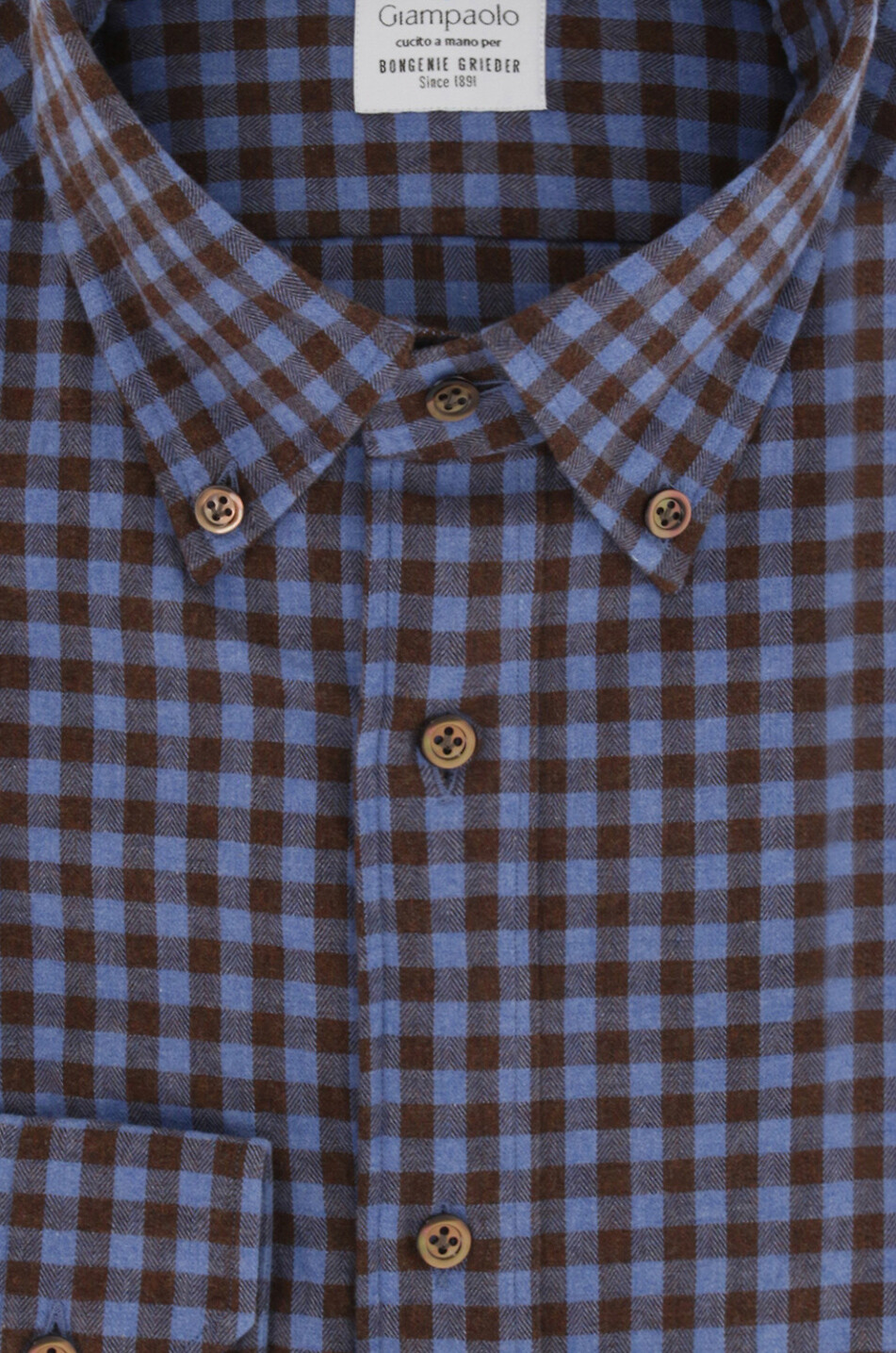 GIAMPAOLO Gingham check flannel shirt Men MEDIUM BLUE 2
