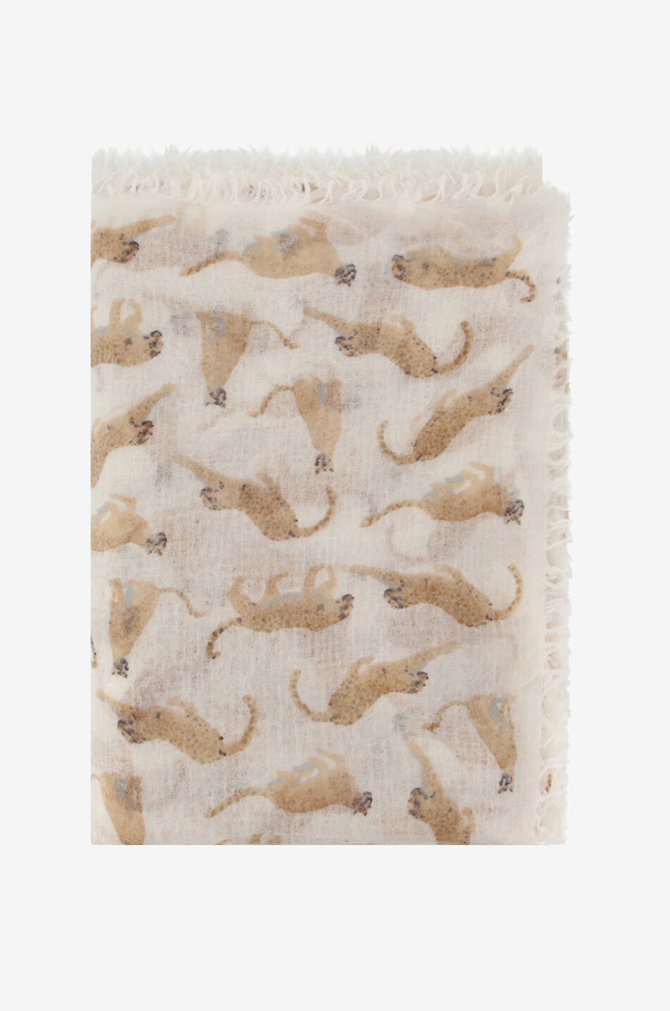 HEMISPHERE Leichtes Wollhalstuch mit Leopardenprint Leo Damen KAMELFARBEN 1