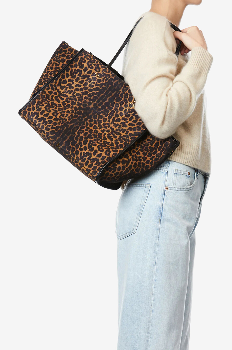 JEROME DREYFUSS Sac cabas en cuir velours Léon M Femme MARRON CLAIR 3