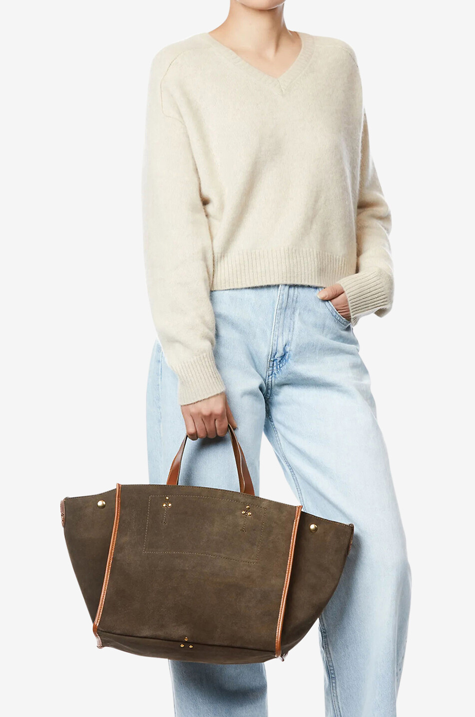 JEROME DREYFUSS Sac cabas en cuir Léon M Femme MARRON FONCÉ 3