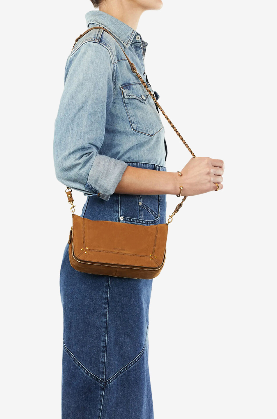 JEROME DREYFUSS Bobi S nubuck shoulder bag Women BROWN 3