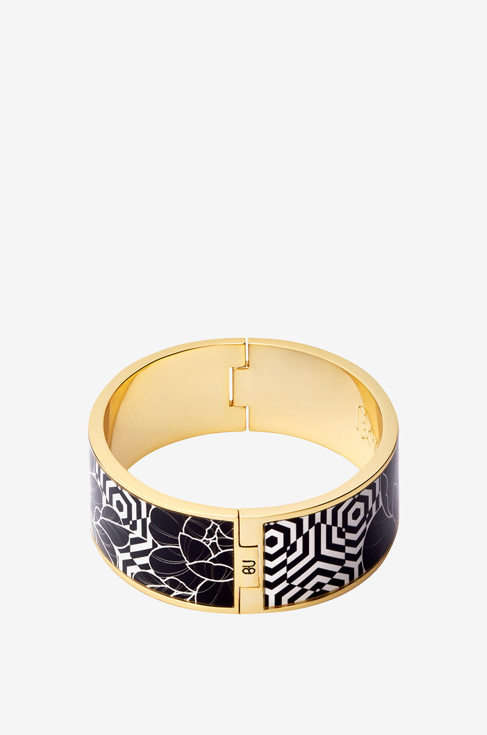 Bracelet rigide émaillé Peony Noir - 2 cm - T1