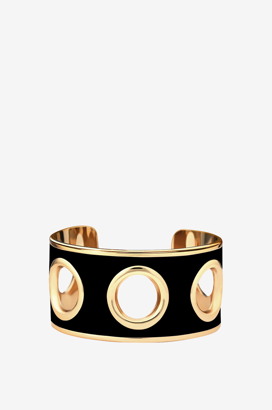 BANGLE UP Emaillierte Manschette Eyelet Noir - 3 cm Damen SCHWARZ 1