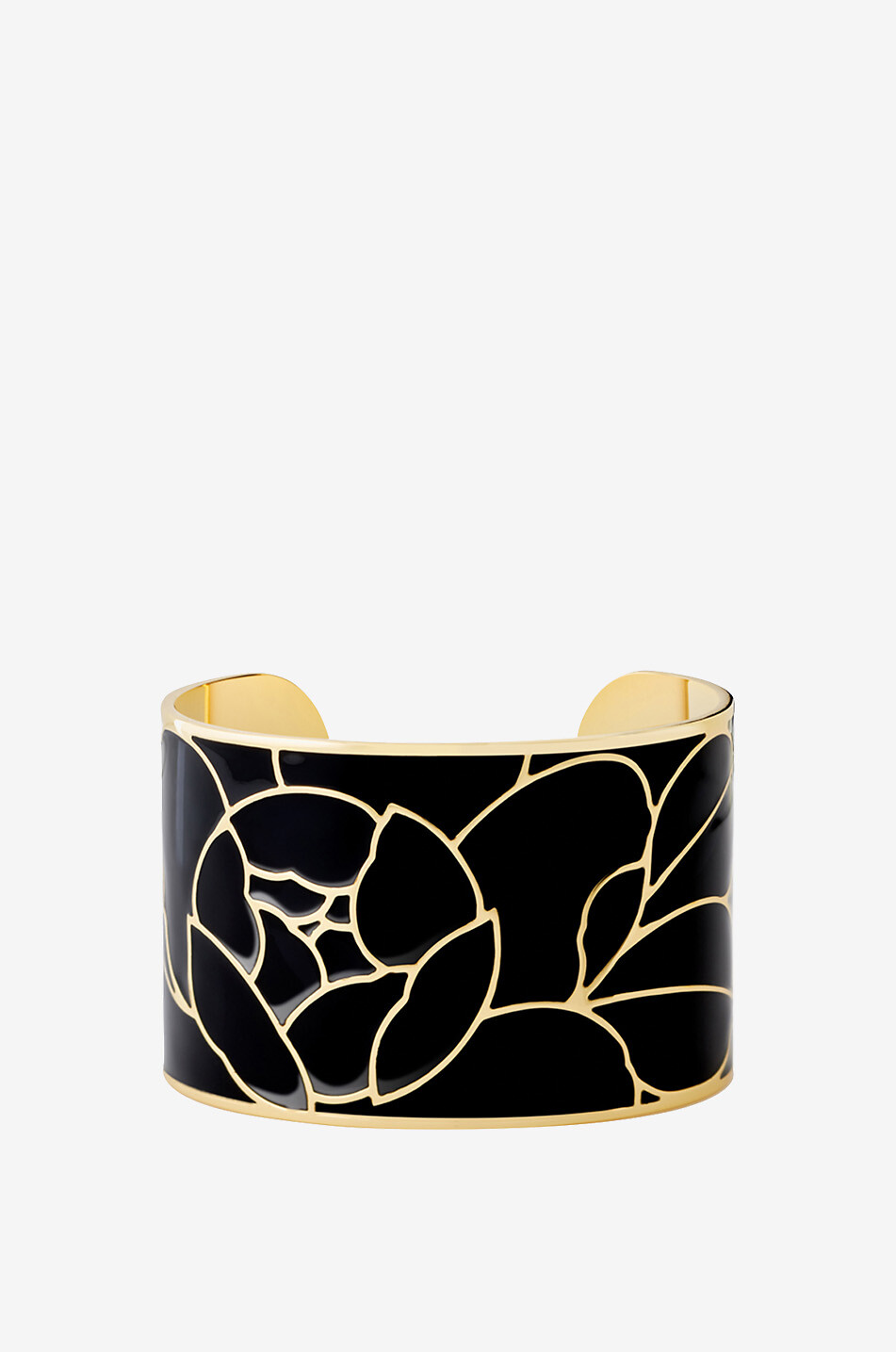 Peony Noir enamelled cuff - 4 cm