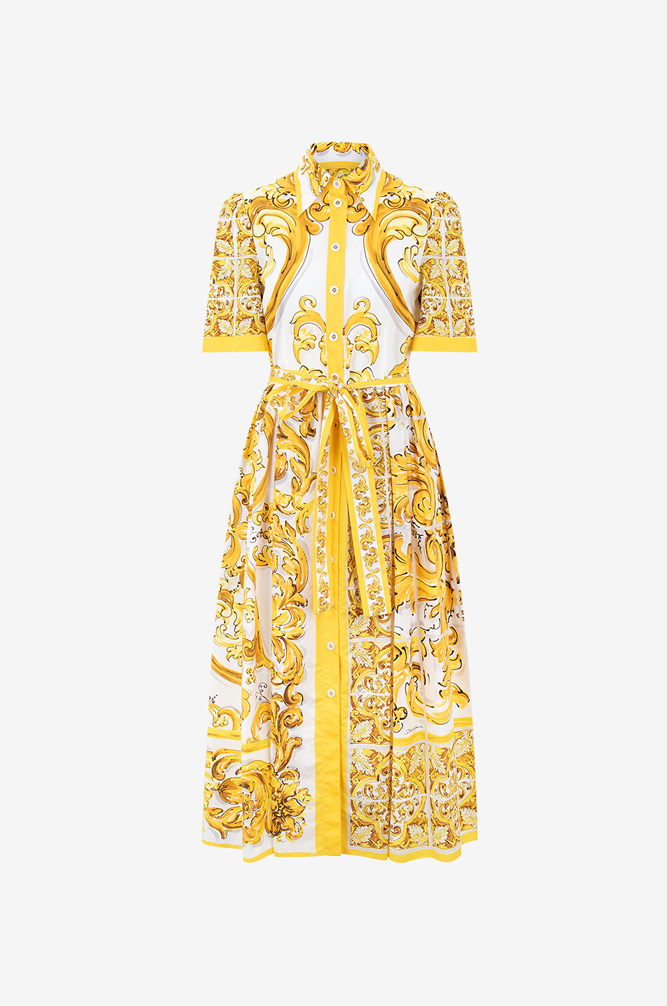 Majolica printed poplin midi shirt dress