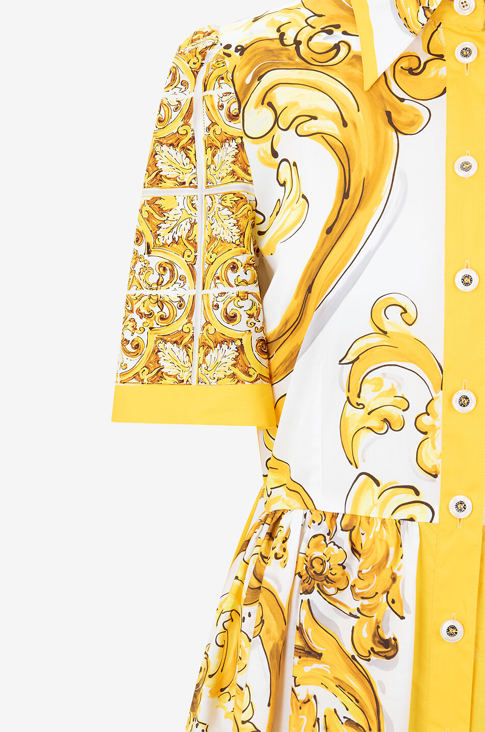 DOLCE & GABBANA Majolica printed poplin midi shirt dress Women YELLOW 3
