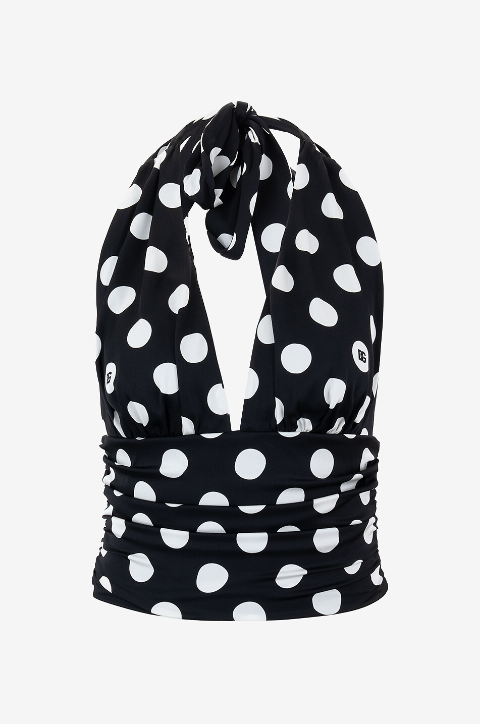 DOLCE & GABBANA Polka dot halter-neck charmeuse top Women MULTI COLOURED 2