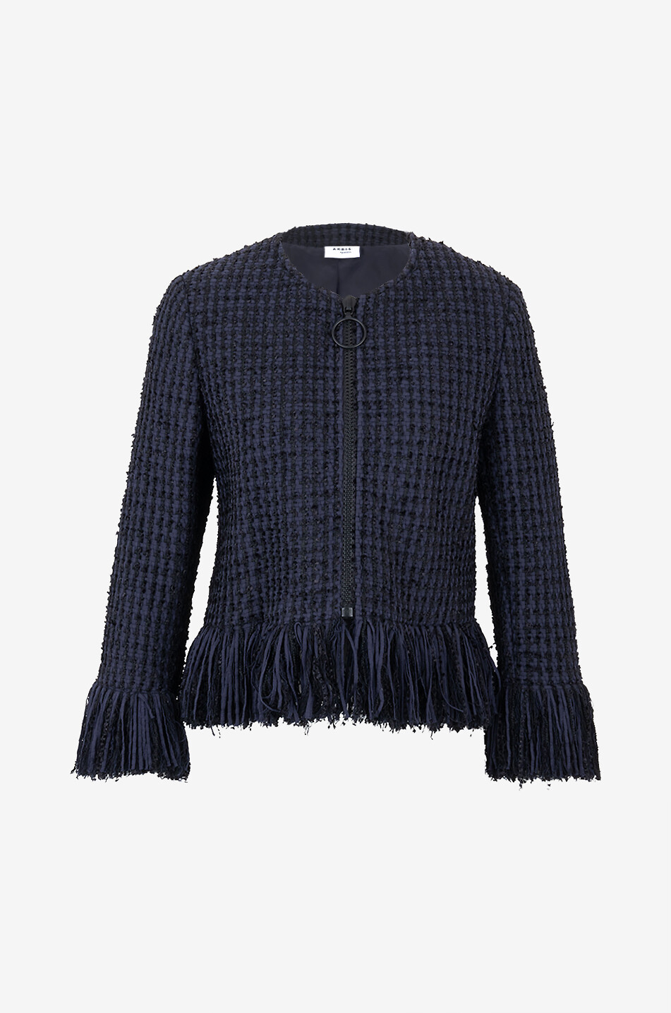 Tweedjacke mit Fransen und Reissverschluss