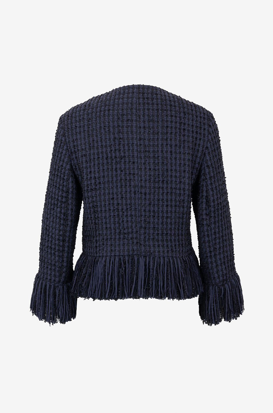 AKRIS PUNTO Tweedjacke mit Fransen und Reissverschluss Damen DUNKELBLAU 2