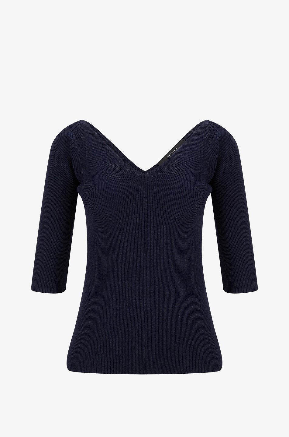 WEEKEND MAX MARA Oceano fine-gauge sheath jumper with V-necks Women DARK BLUE 1