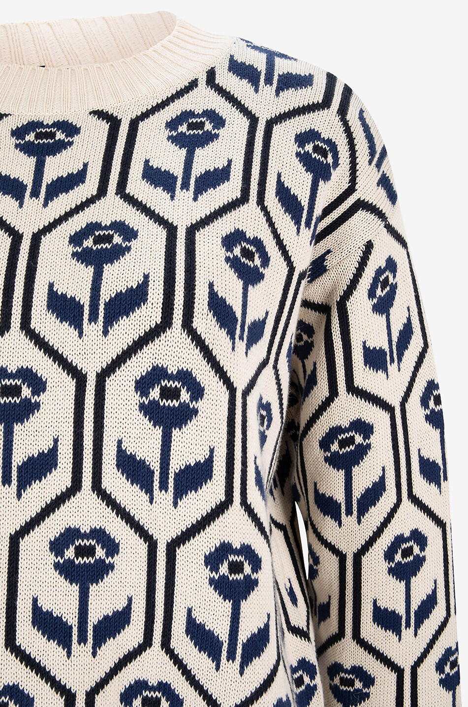 WEEKEND MAX MARA Pull jacquard motif floral et losanges Odeon Femme Beige clair 3