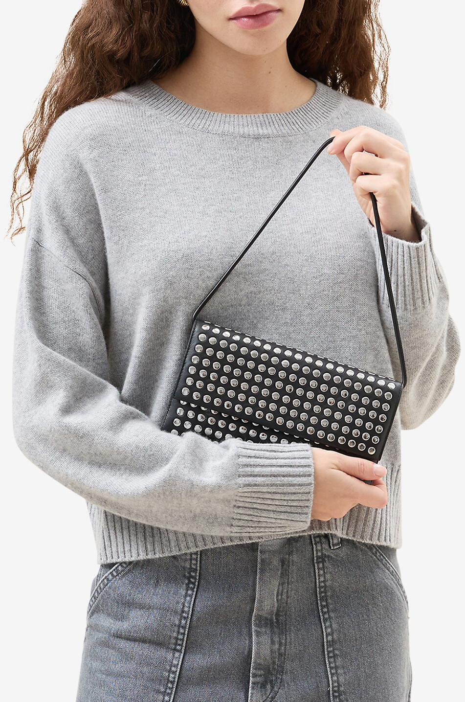 LOEFFLER RANDALL Charlee studded nappa leather clutch Women BLACK 3