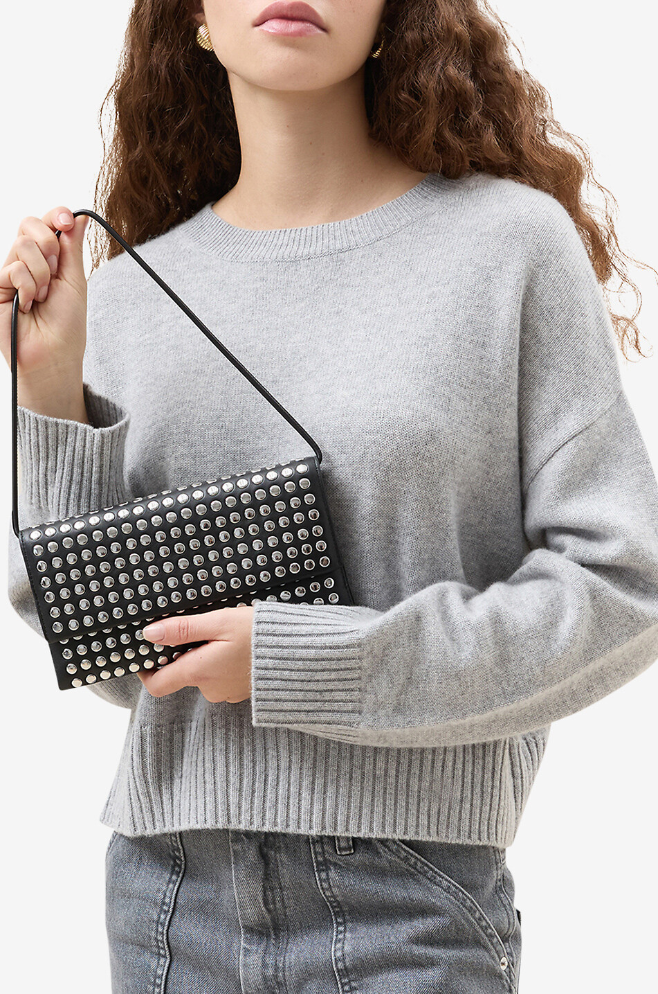 LOEFFLER RANDALL Charlee studded nappa leather clutch Women BLACK 4