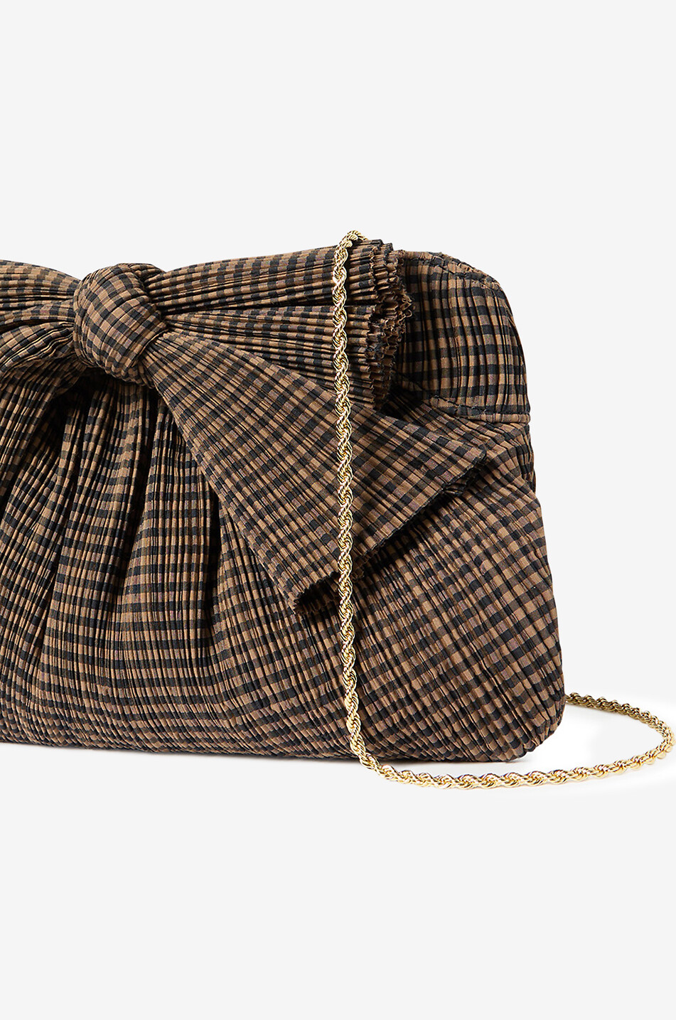 LOEFFLER RANDALL Pochette en tissu plissé détail noeud Rayne Femme MARRON 2