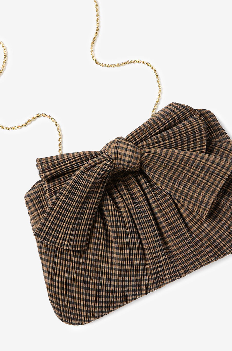 LOEFFLER RANDALL Pochette en tissu plissé détail noeud Rayne Femme MARRON 6