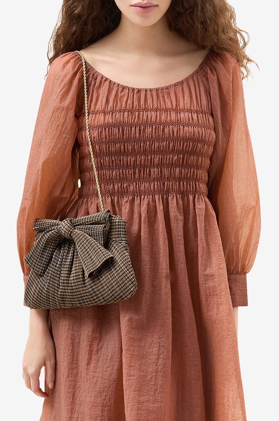 LOEFFLER RANDALL Pochette en tissu plissé détail noeud Rayne Femme MARRON 4