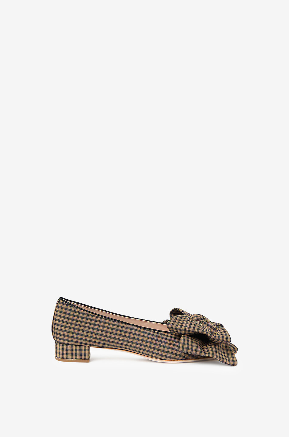 Ballerines en tissu à carreaux vichy et noeud Noa