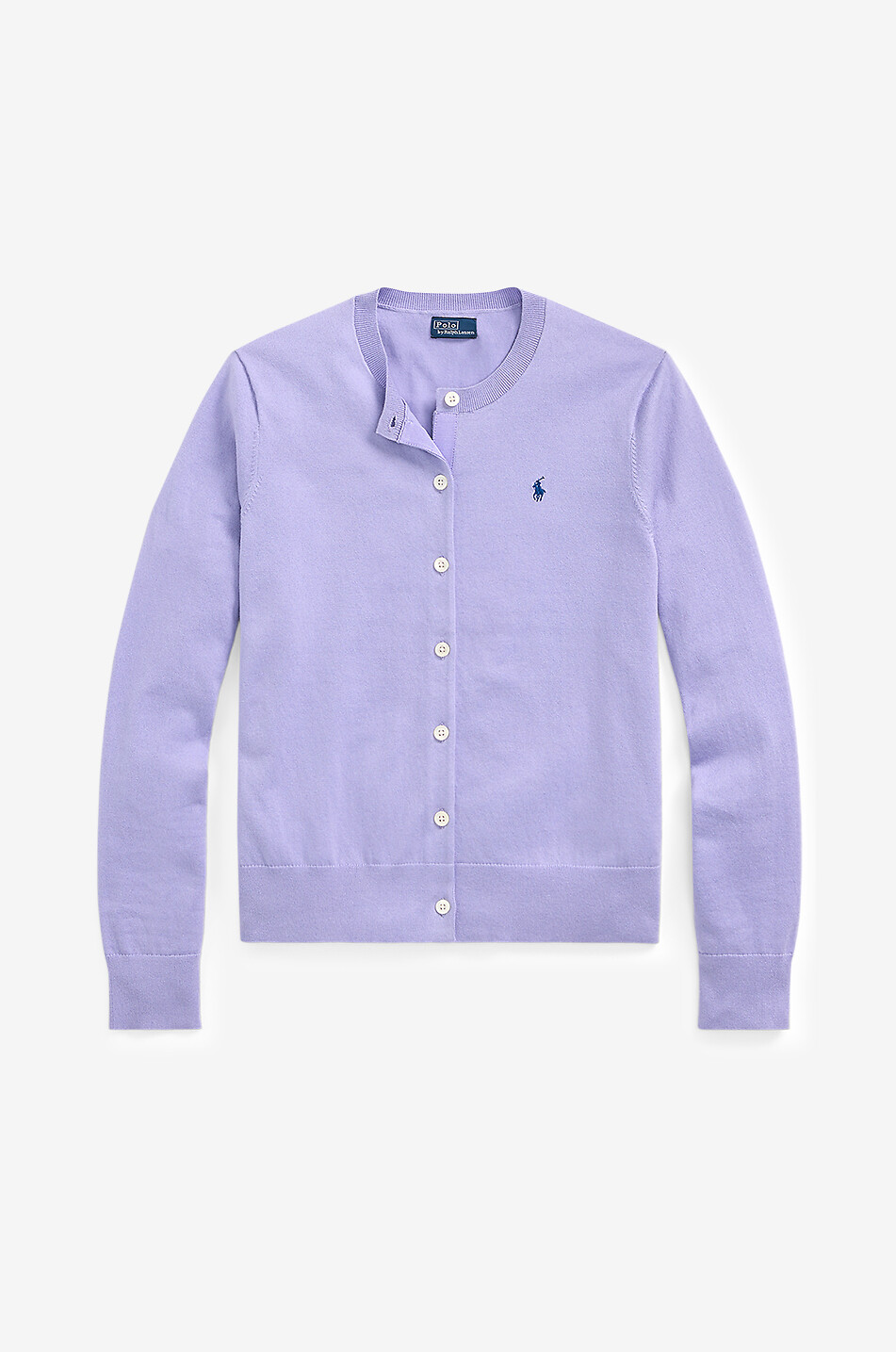 POLO RALPH LAUREN Pony thin cotton blend round neck cardigan Women LIGHT PURPLE 1