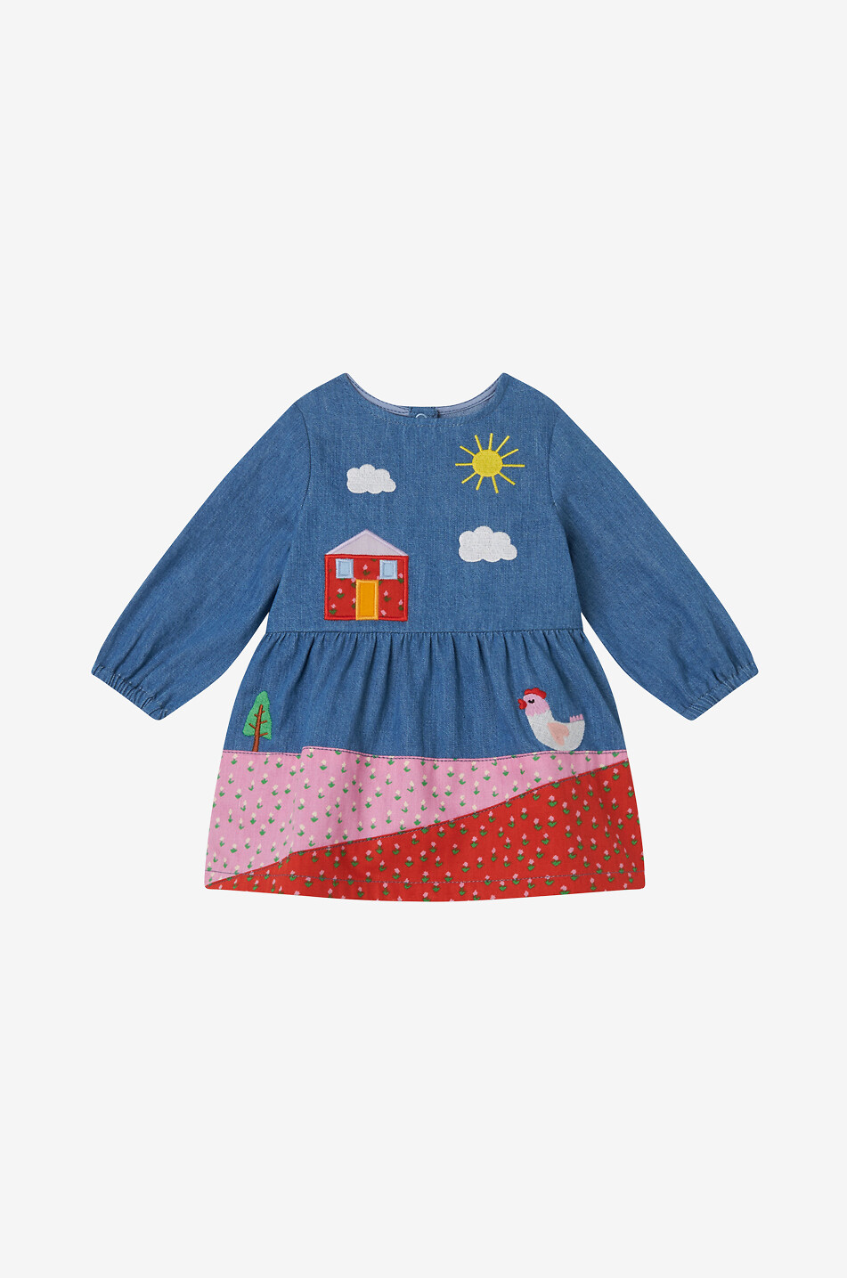 Baby-Jeanskleid mit Stickereien Farm