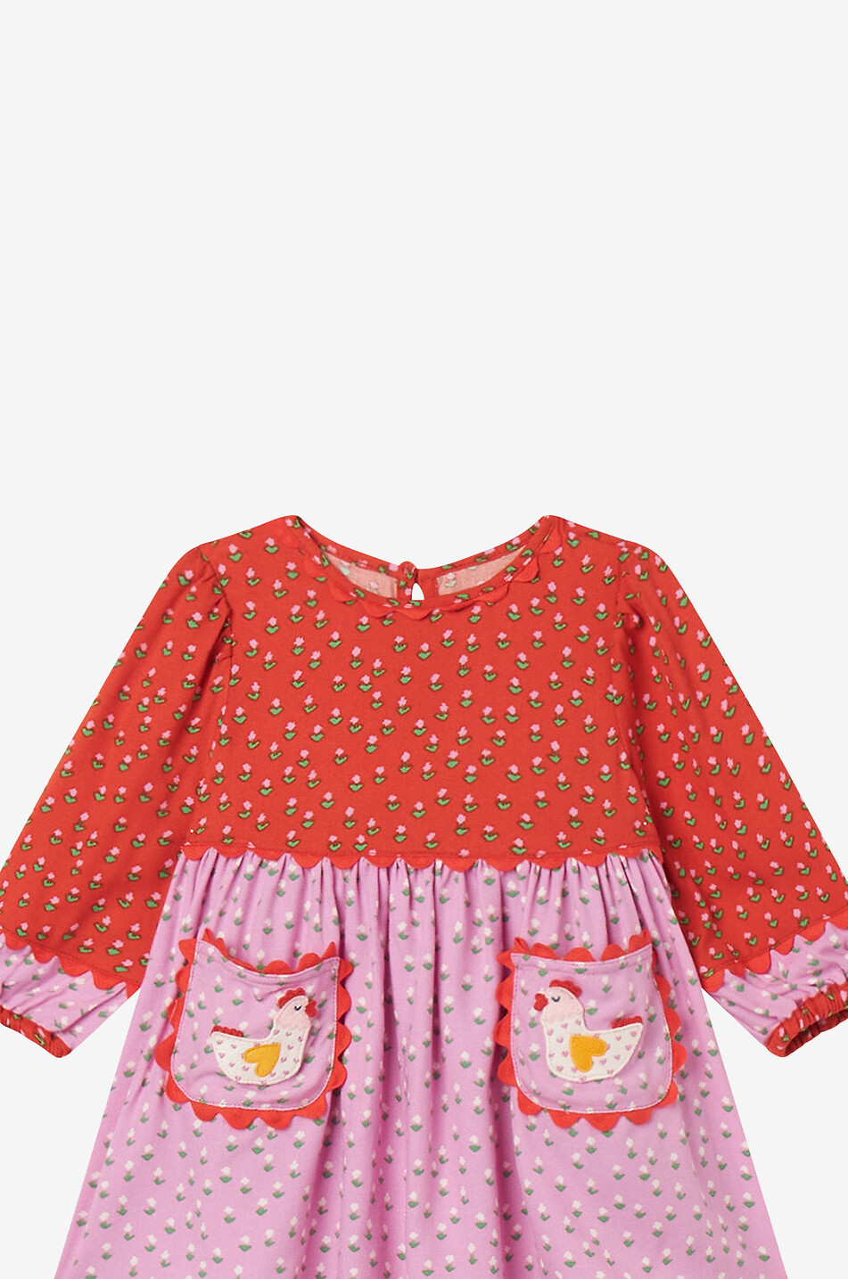 Chicken floral baby twill dress and bloomers