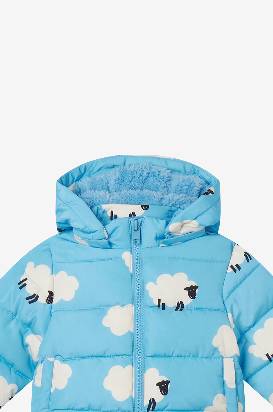Bedruckte Baby-Daunenjacke mit Kapuze Sheep