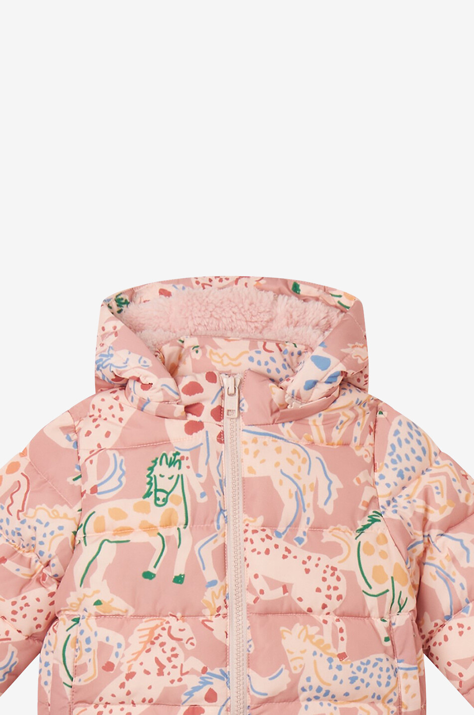 Horses printed hooded baby down jacket
