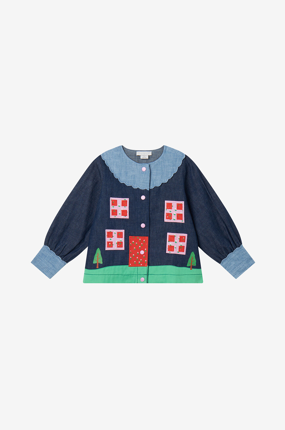 Farm embroidered denim girls' blouse