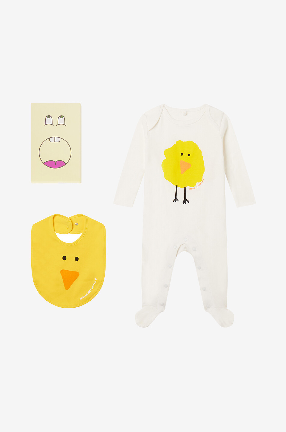 Chick baby bib and pyjamas set
