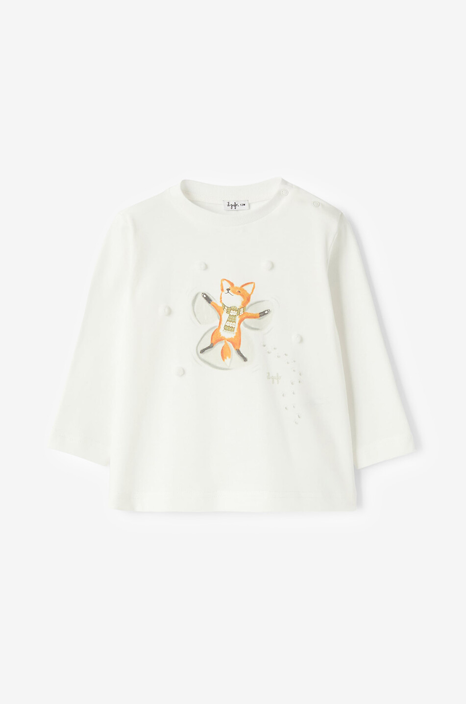 IL GUFO Baby-Langarm-T-Shirt mit Fuchsprint Baby WEISS 1