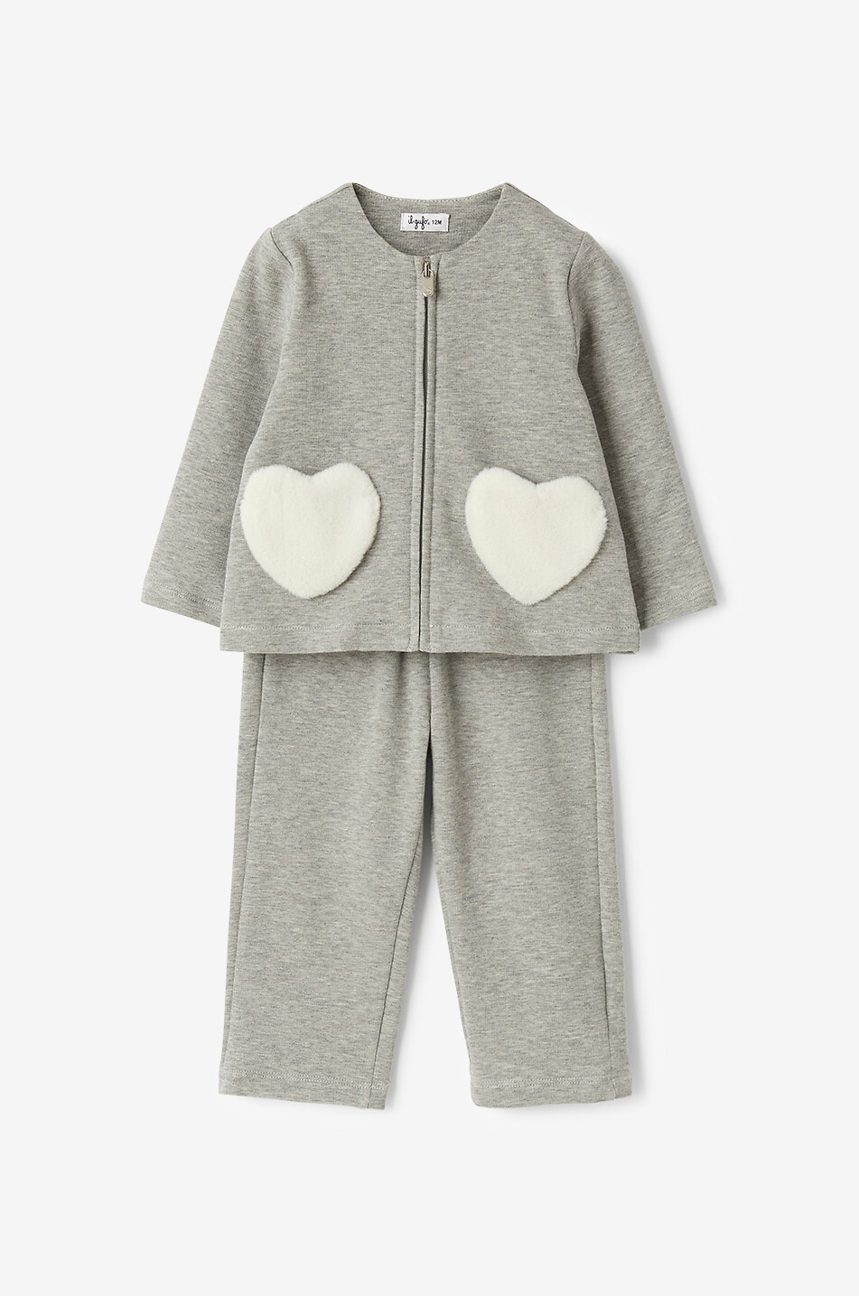Heart-pocket-adorned baby jogging suit