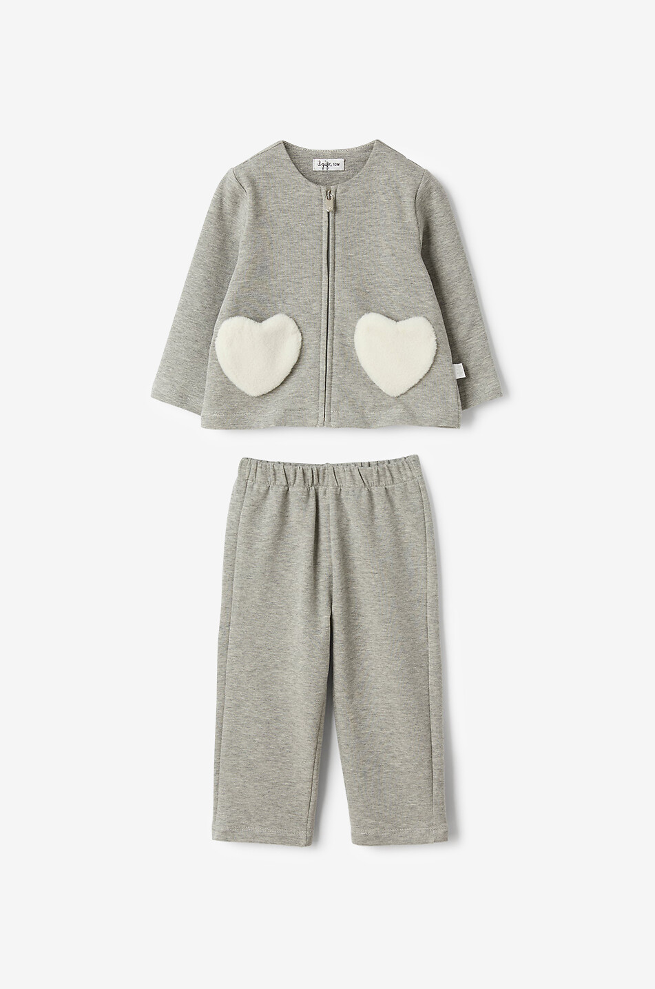 Heart-pocket-adorned baby jogging suit