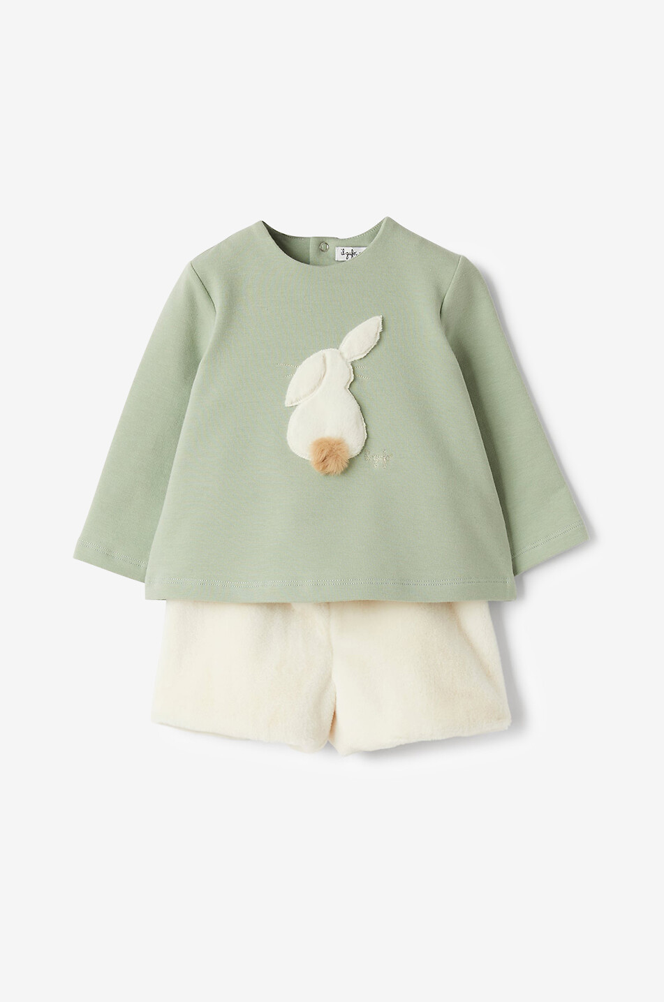 Ensemble short et T shirt bebe a application lapin IL GUFO Bongenie