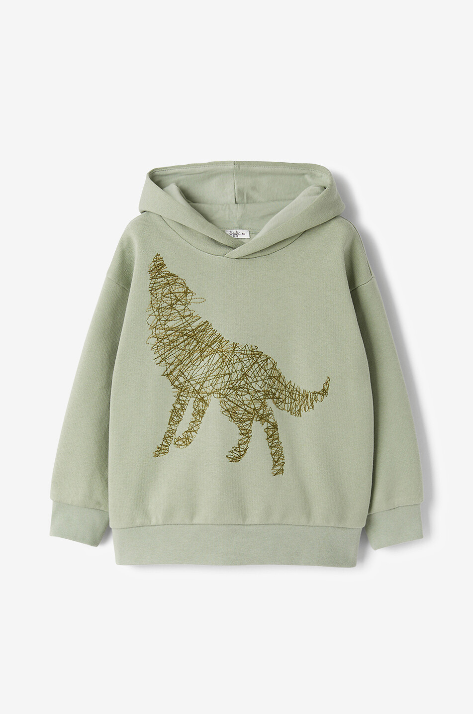 Wolf embroidered boys' hooded sweatshirt