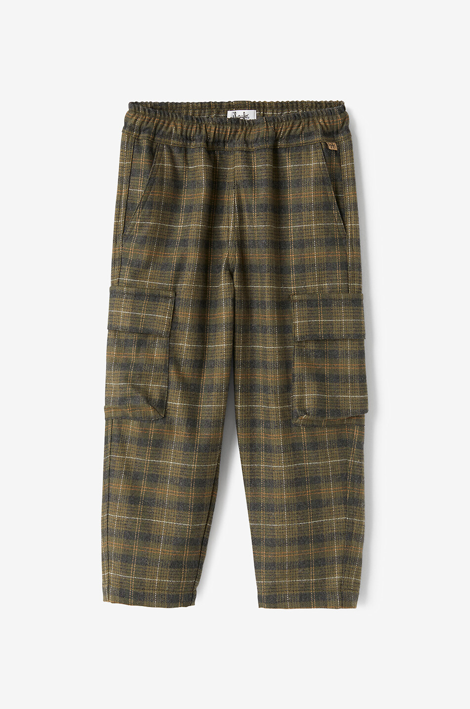 Boys' checked flannel cargo trousers