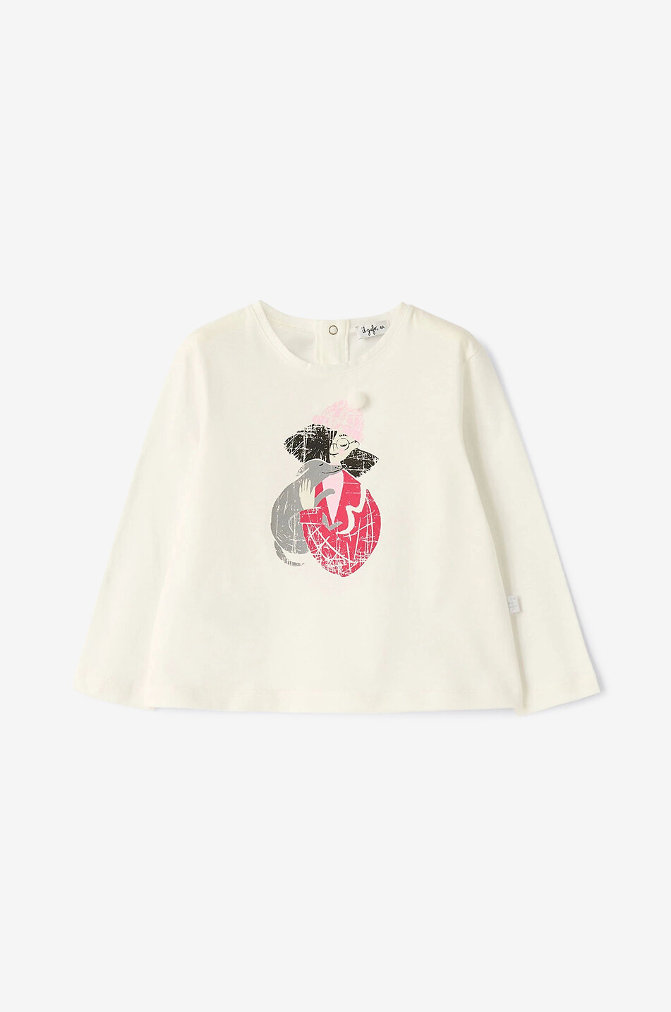 Girl and dog printed girl's long-sleeved T-shirt