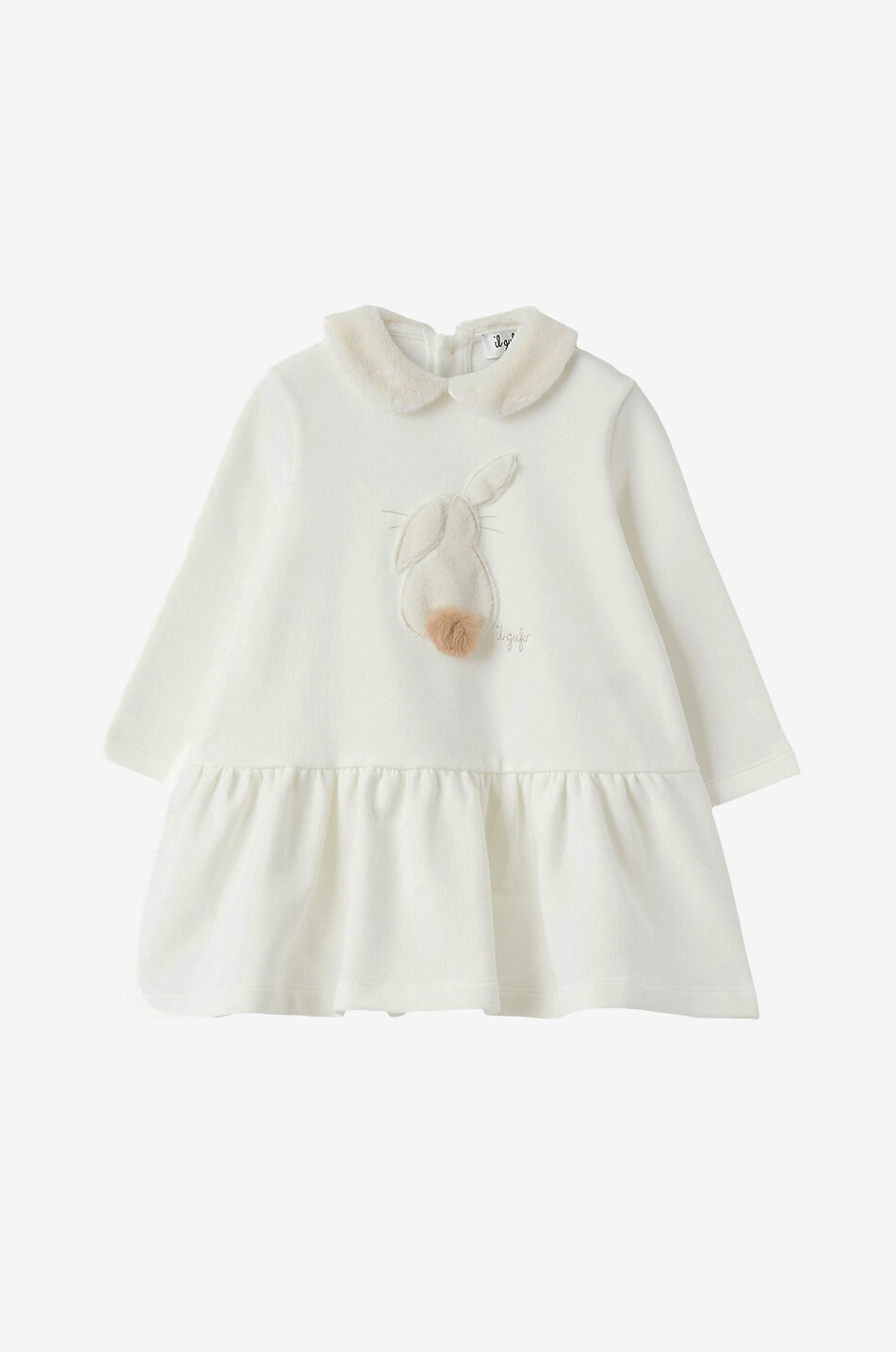 IL GUFO Robe en molleton bébé à patch lapin Bébé BLANC 1