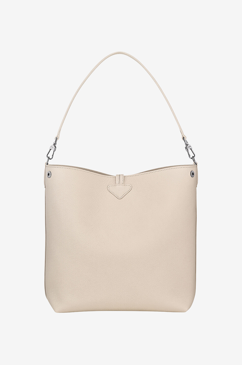 LONGCHAMP Sac porté épaule en cuir grainé Bambou M Femme BLANC CASSE 3