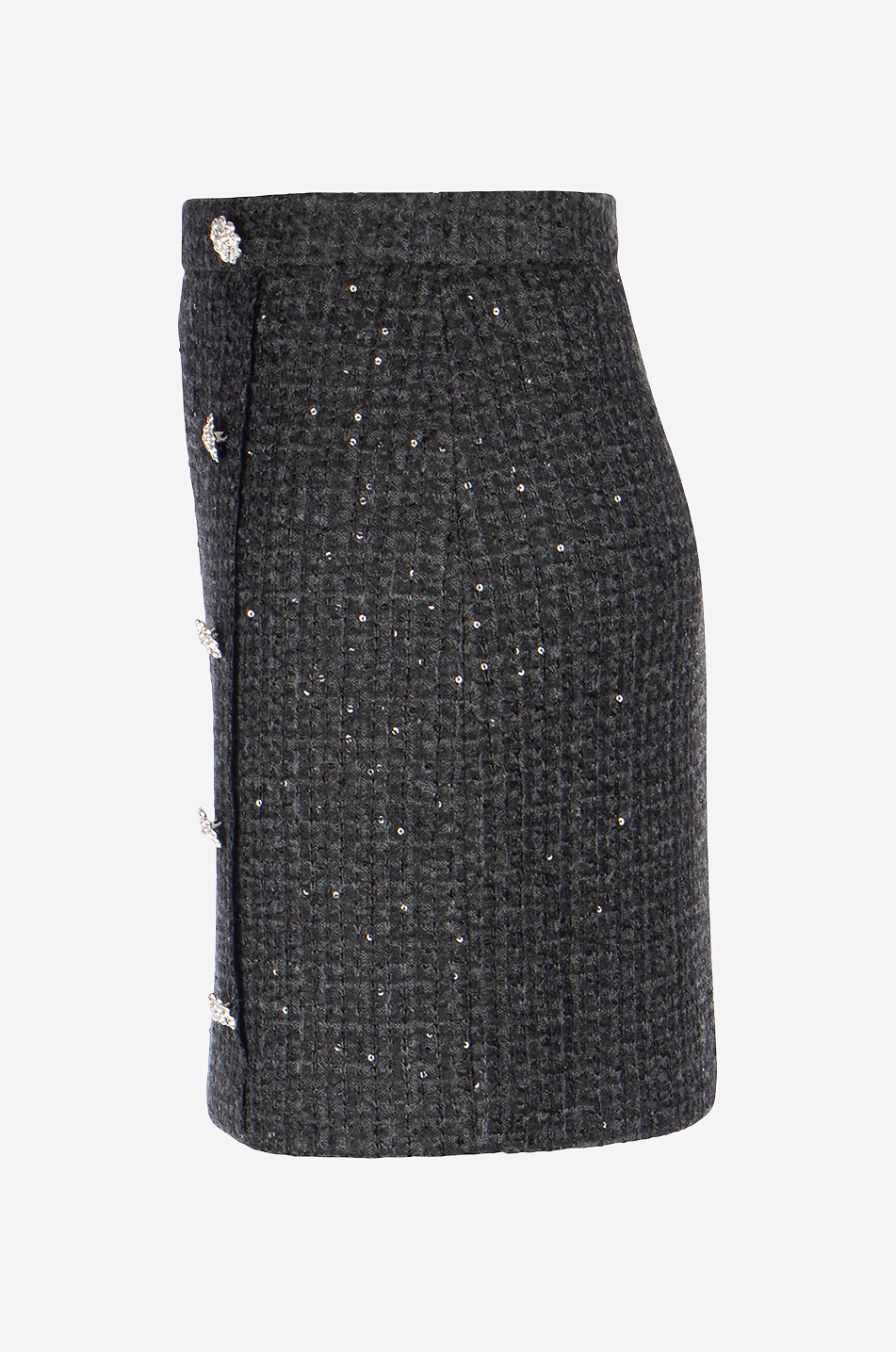 SEDUCTIVE Jenny fitted tweed miniskirt with decorative buttons Women BLACK 3