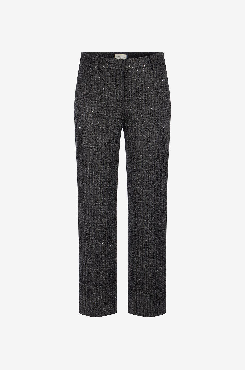 SEDUCTIVE Mia sequin-adorned tweed straight-leg trousers Women BLACK 1