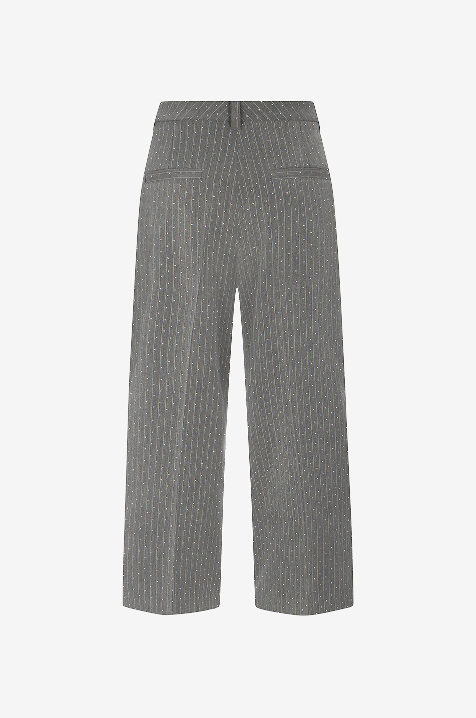 SEDUCTIVE Carina crystal adorned wide-leg pinstripe trousers Women MEDIUM GREY 2