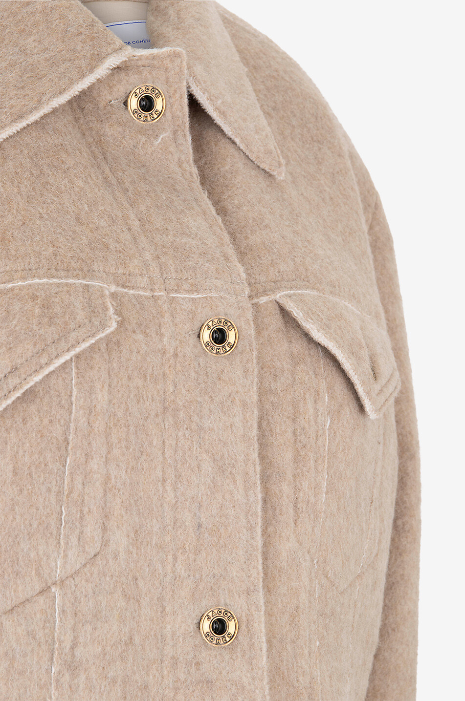 JACOB COHEN Trucker cropped wool jacket Women LIGHT BROWN 3