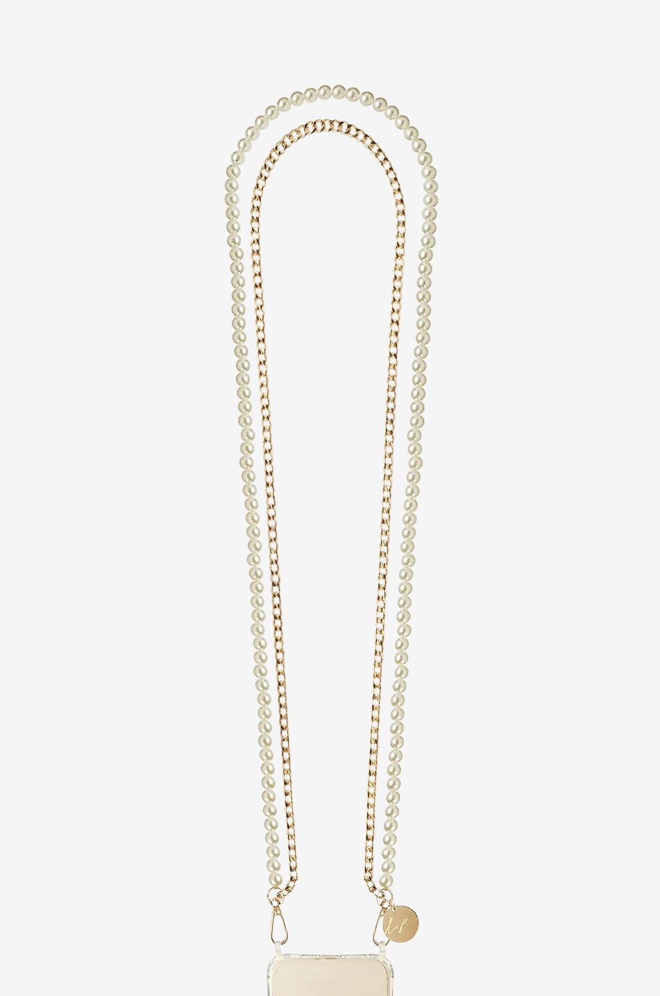 LACOQUEFRANCAISE Taylor pearl and chain phone chain - 120 cm Women WHITE 1