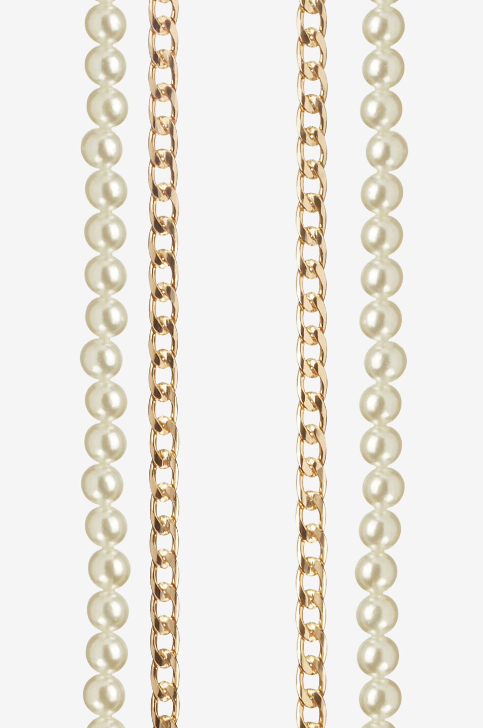 LACOQUEFRANCAISE Taylor pearl and chain phone chain - 120 cm Women WHITE 2