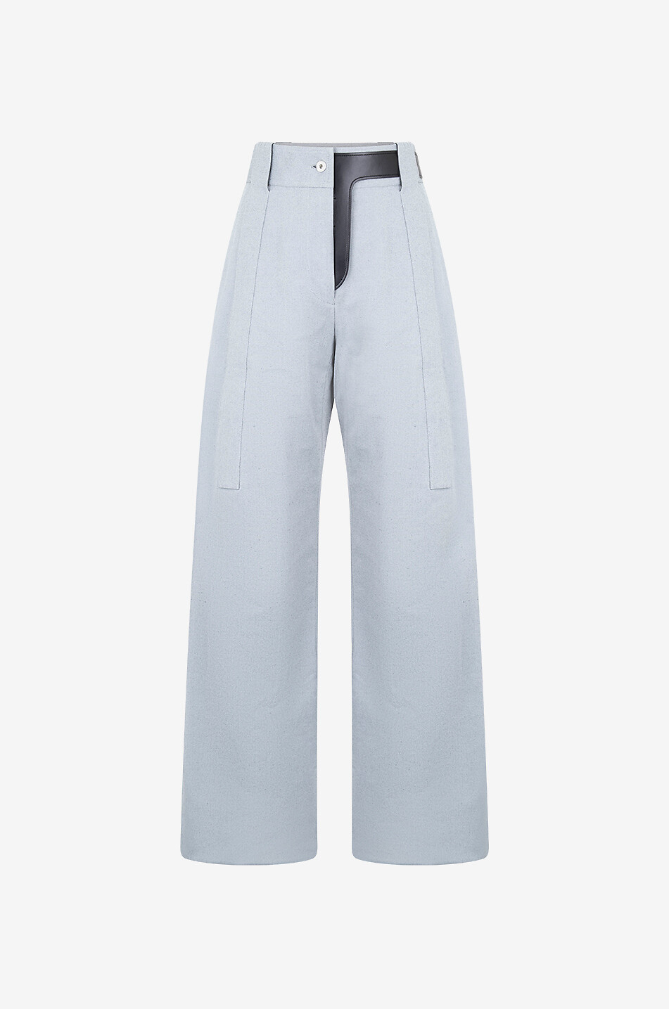 Pantalon évasé taille haute à empiècement ceinture en cuir synthétique