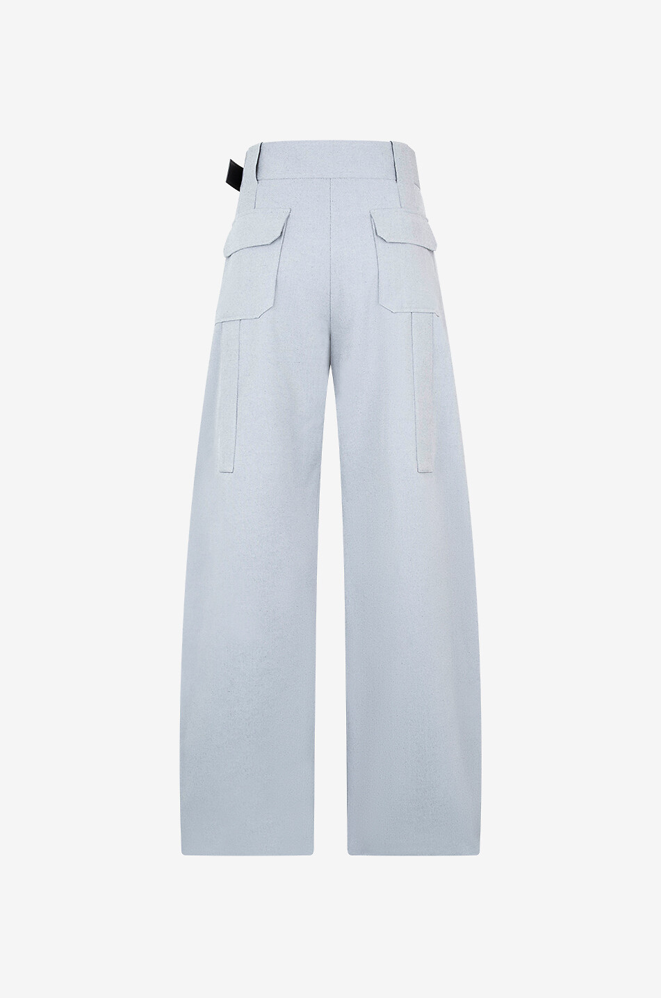 Pantalon évasé taille haute à empiècement ceinture en cuir synthétique