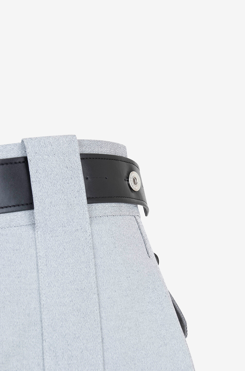 Pantalon évasé taille haute à empiècement ceinture en cuir synthétique