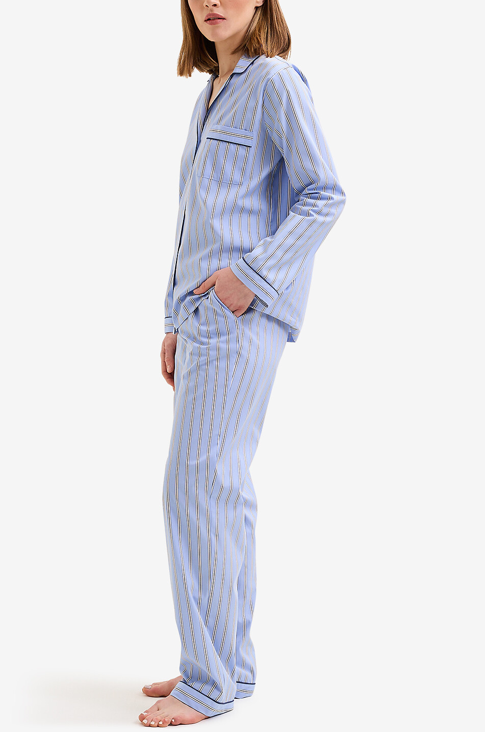 LAURENCE TAVERNIER Ensemble de pyjama en coton rayé Essentiel Femme BLEU CLAIR 2