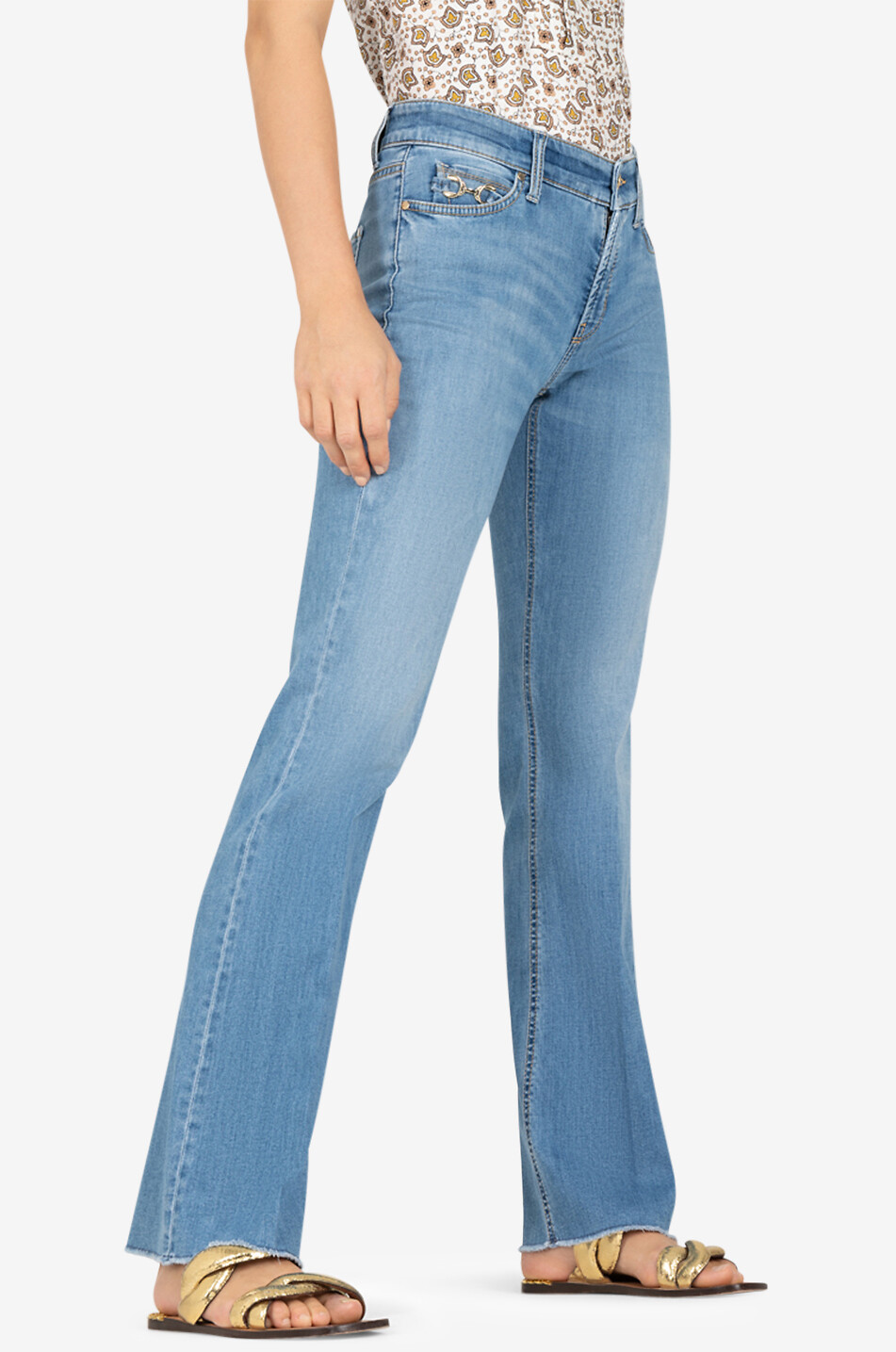 CAMBIO Jean bootcut délavé en coton Paris Femme BLEU 3